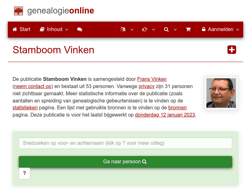 Screenshot van website