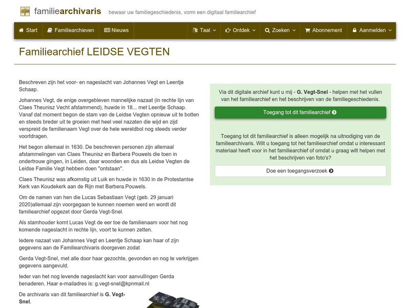 Screenshot van website
