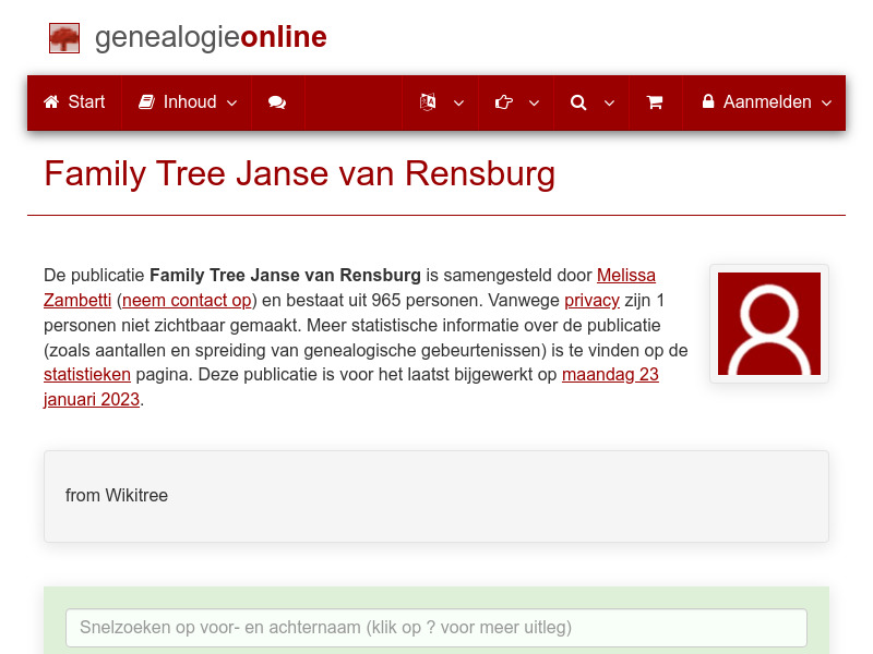Screenshot van website