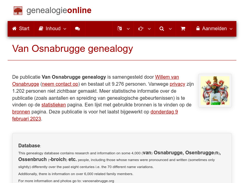 Screenshot van website