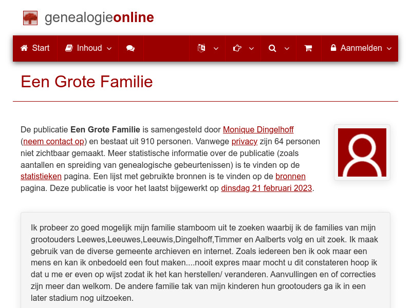 Screenshot van website