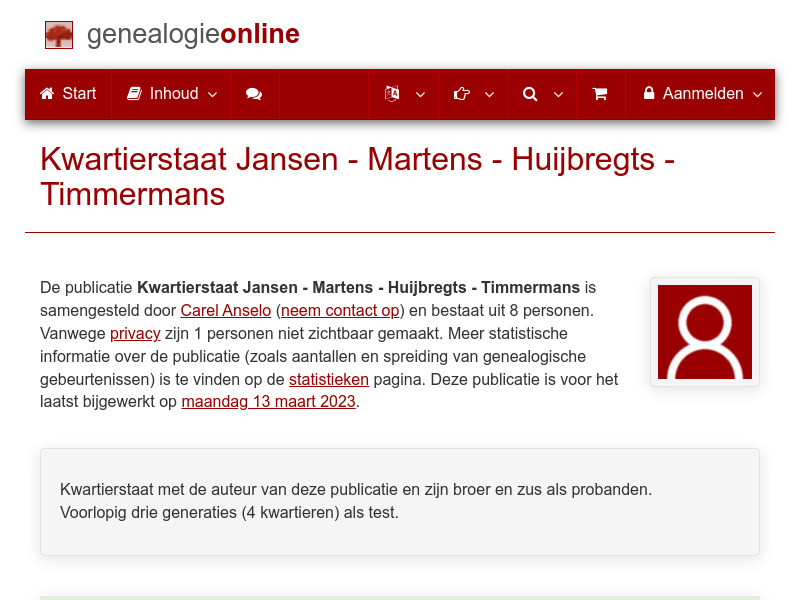 Screenshot van website