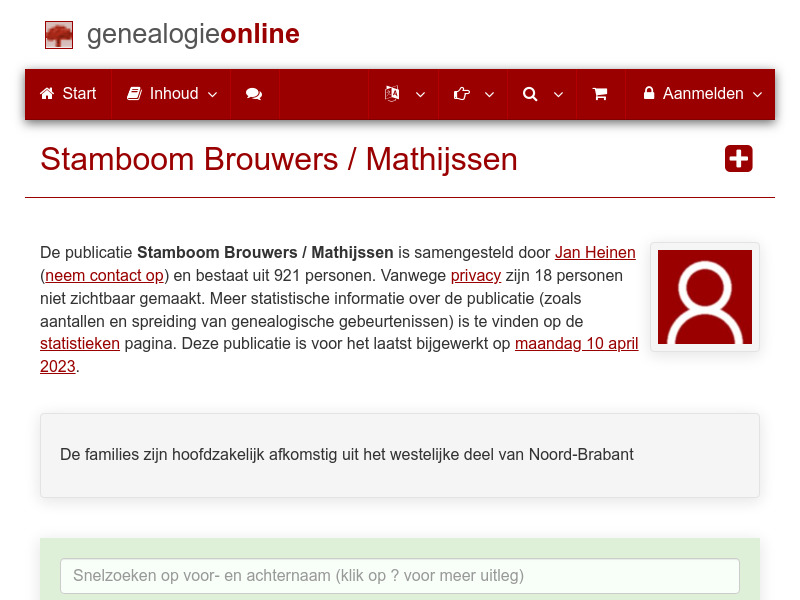 Screenshot van website
