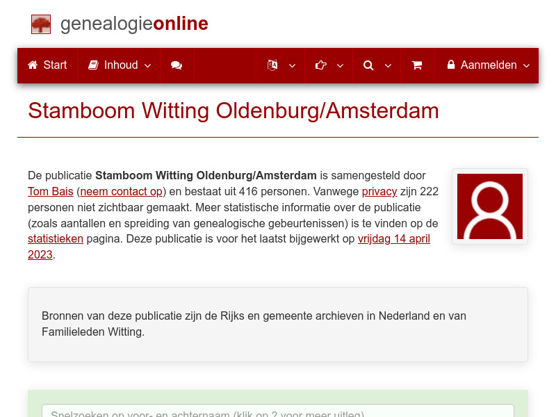 Screenshot van website