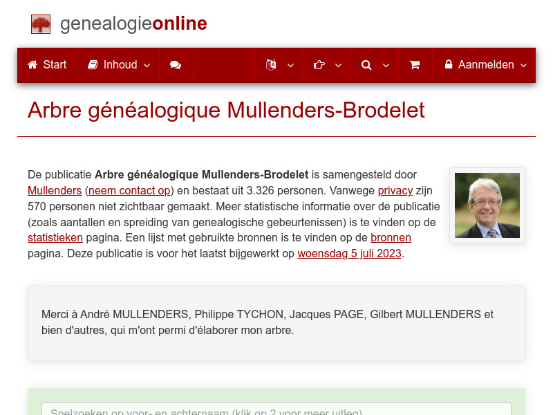 Screenshot van website