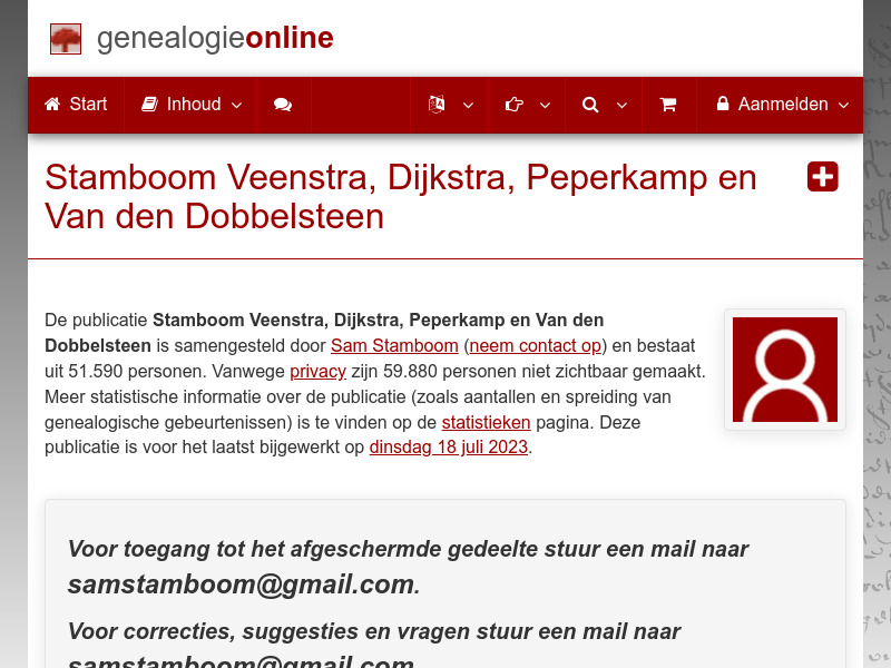 Screenshot van website
