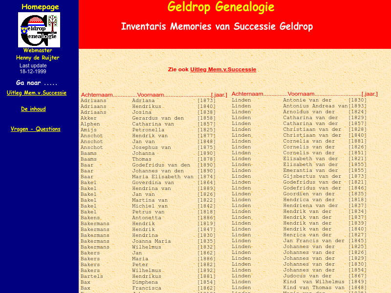Screenshot van website