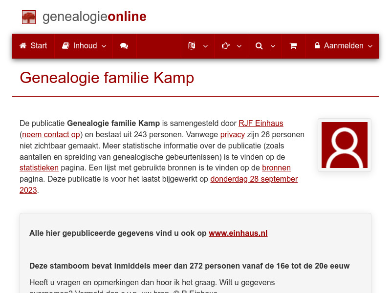 Screenshot van website