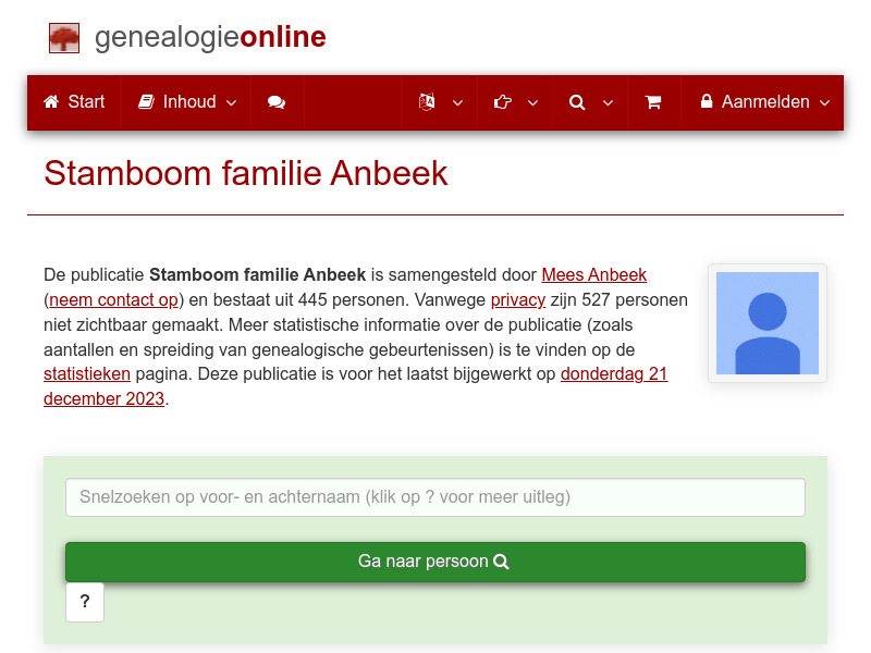 Screenshot van website