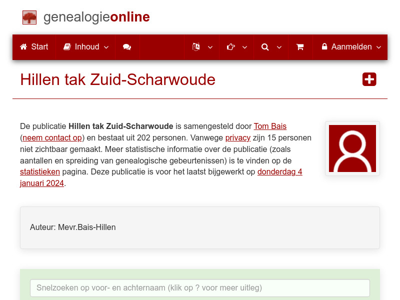 Screenshot van website