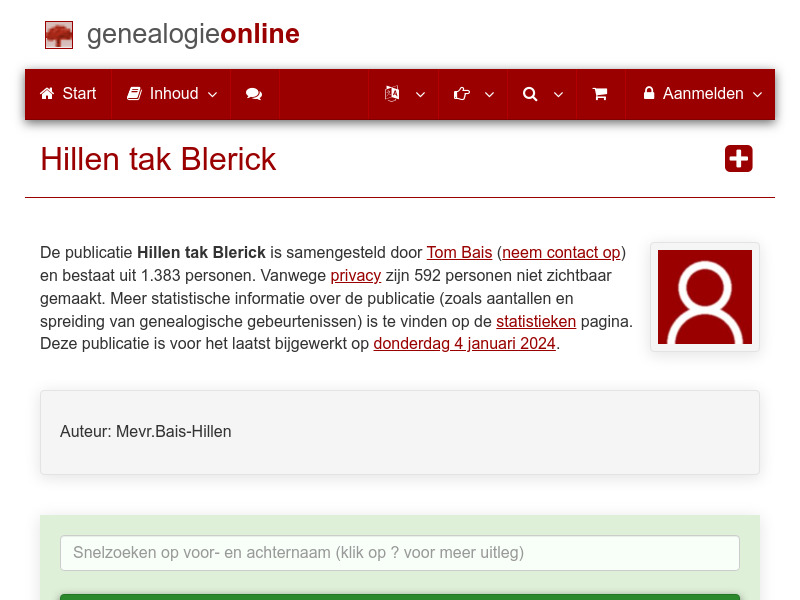 Screenshot van website