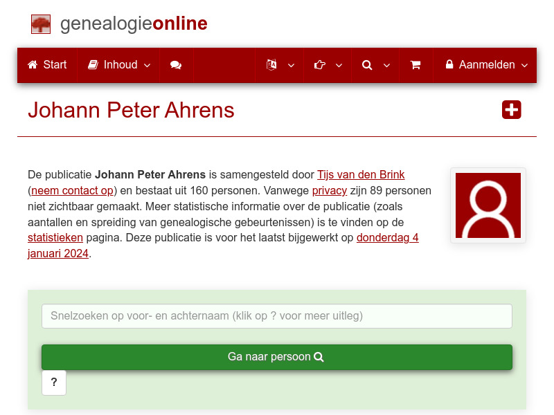 Screenshot van website