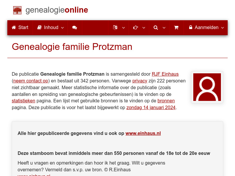 Screenshot van website