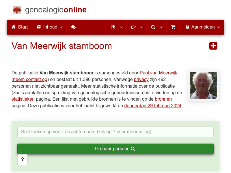 Screenshot van website