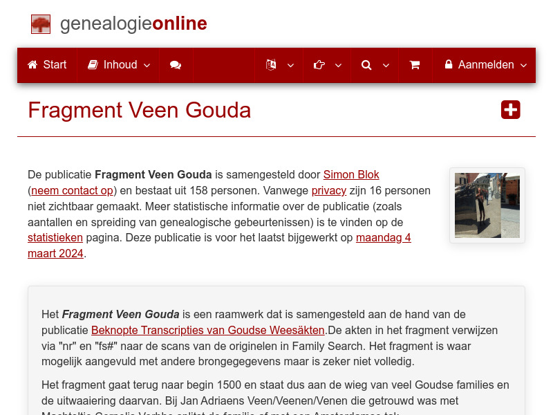 Screenshot van website