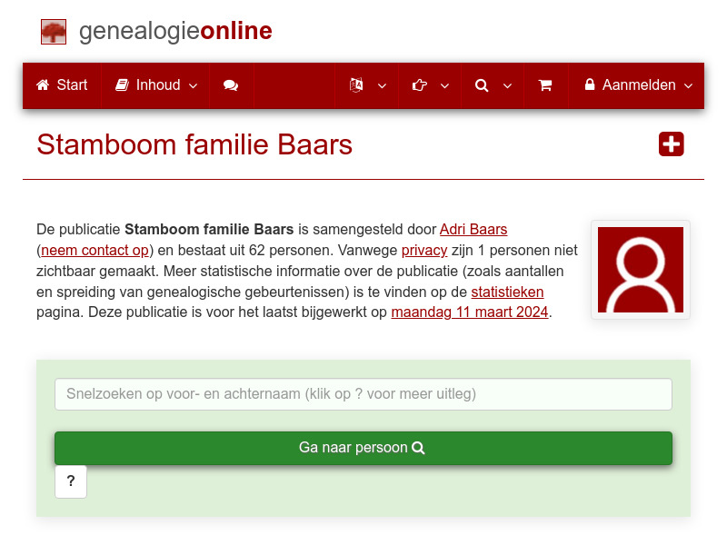 Screenshot van website
