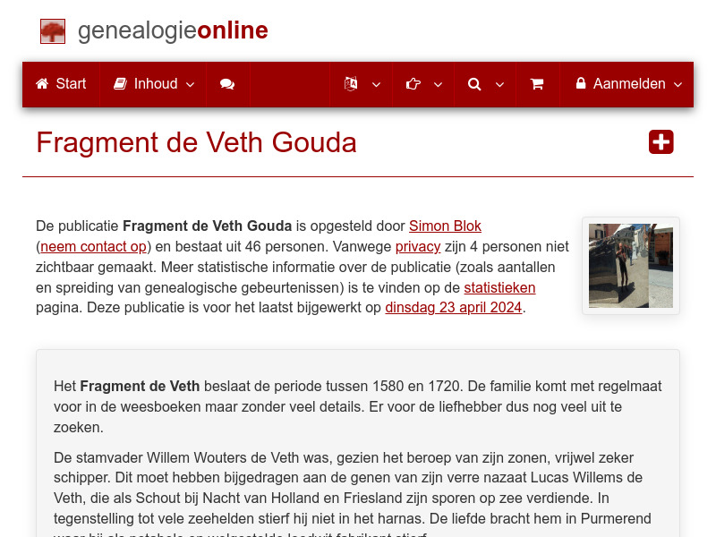 Screenshot van website