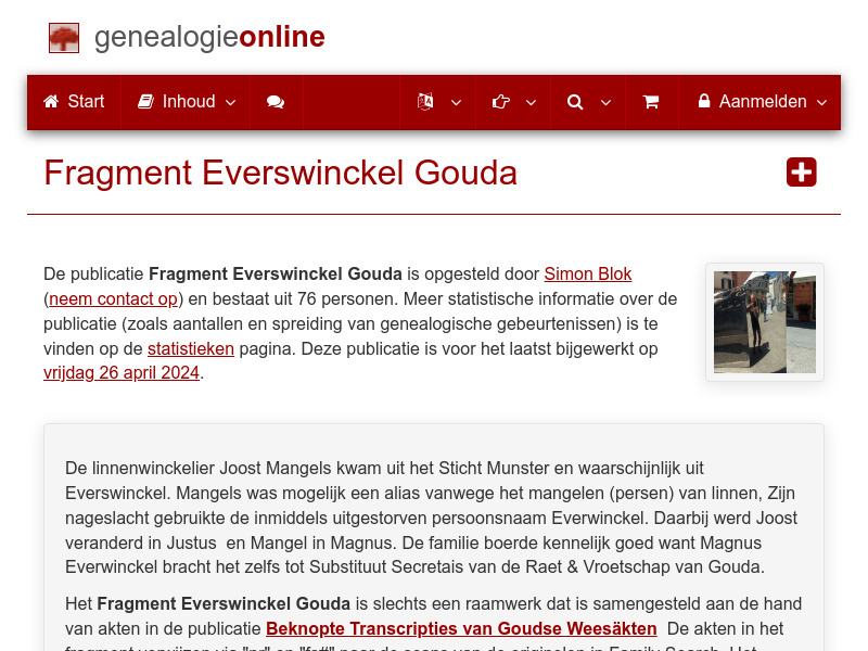 Screenshot van website