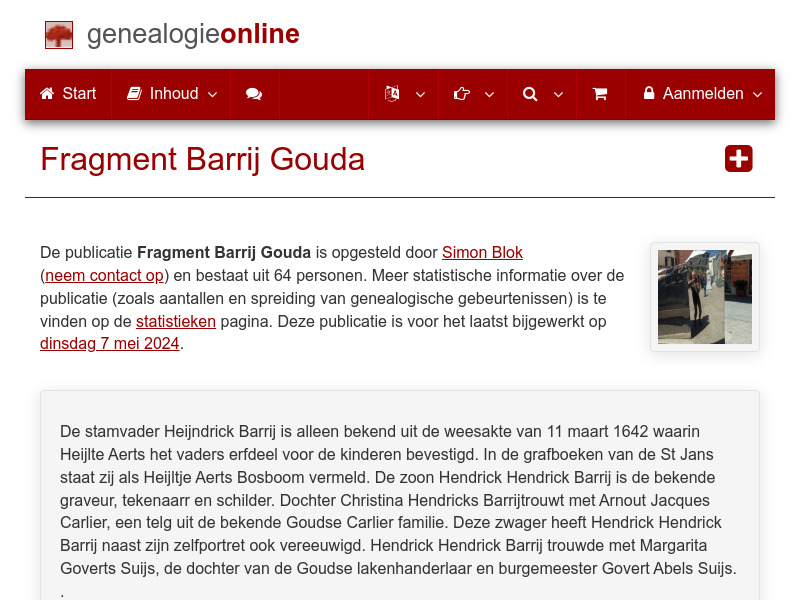 Screenshot van website