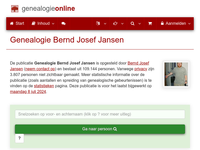 Screenshot van website