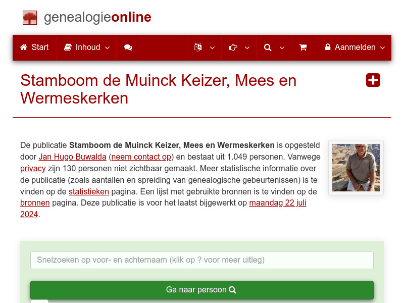 Screenshot van website