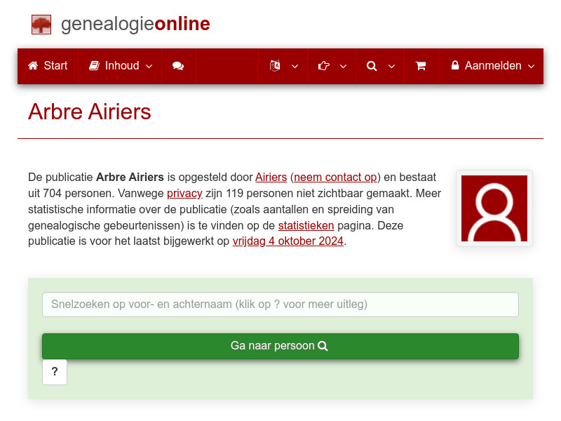 Screenshot van website