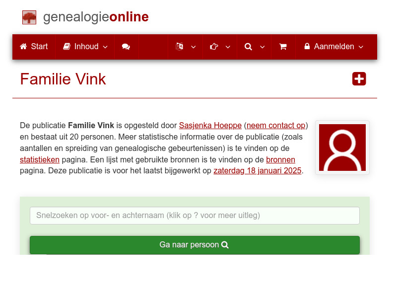 Screenshot van website