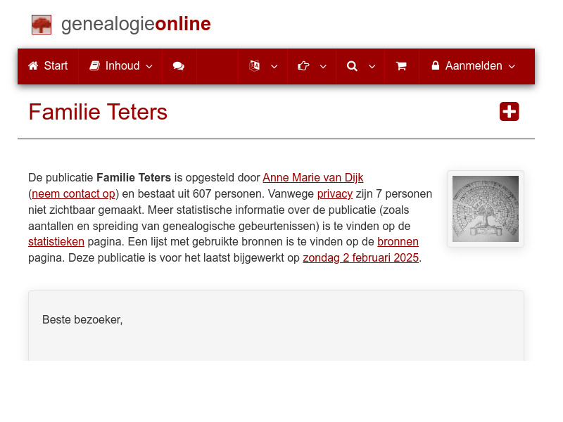 Screenshot van website