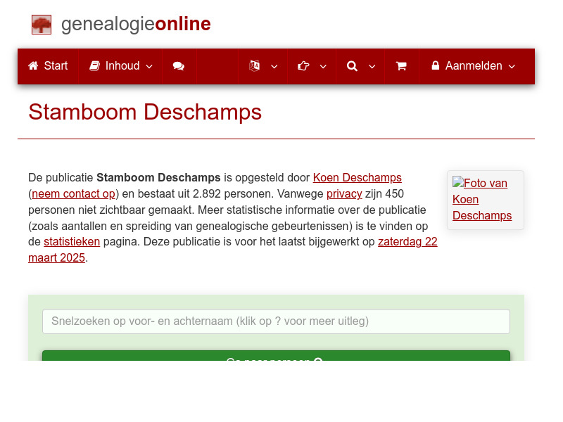 Screenshot van website