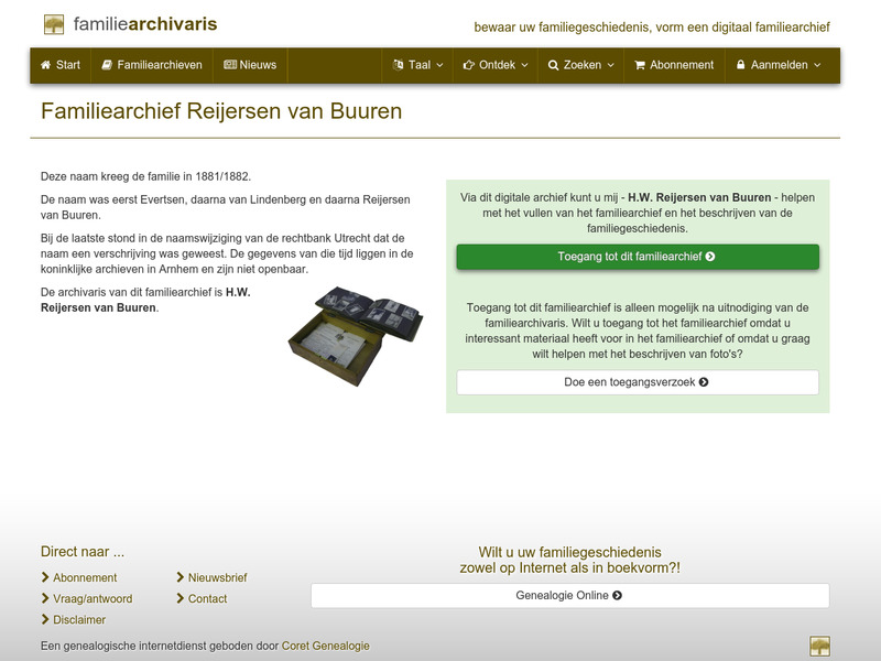 Screenshot van website