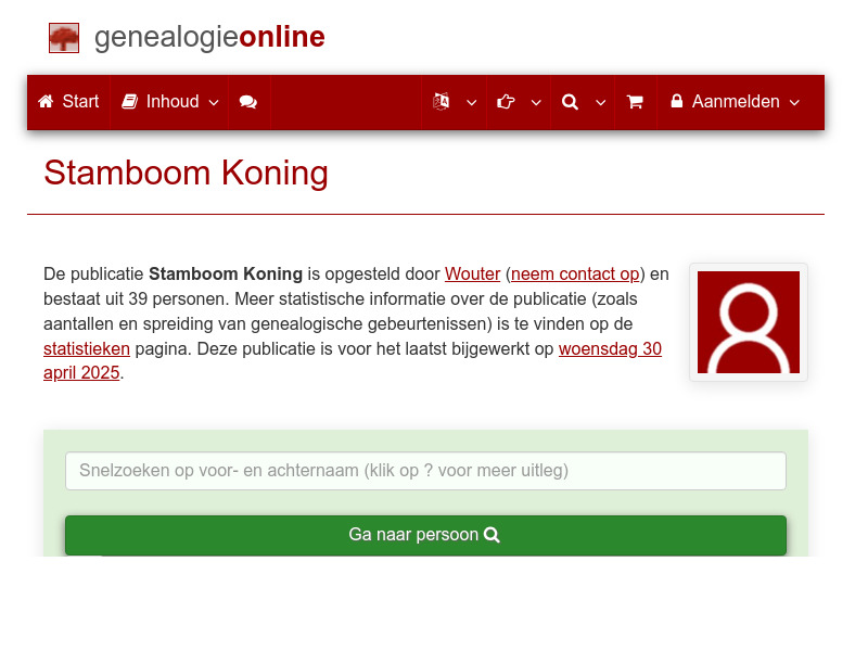 Screenshot van website
