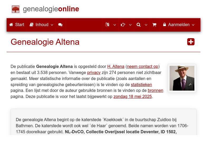 Screenshot van website