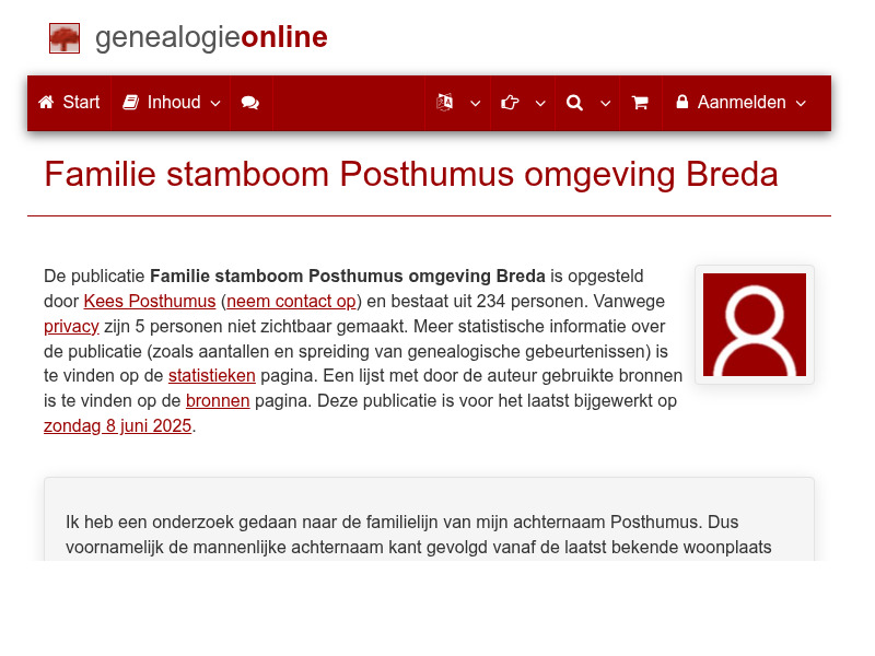 Screenshot van website
