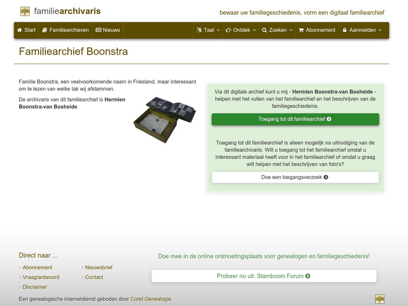 Screenshot van website