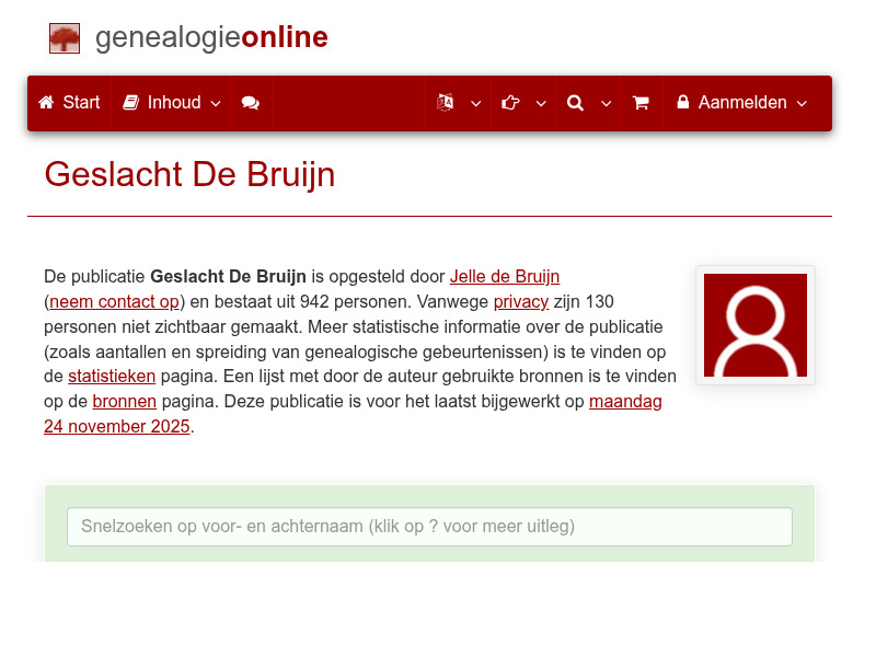 Screenshot van website