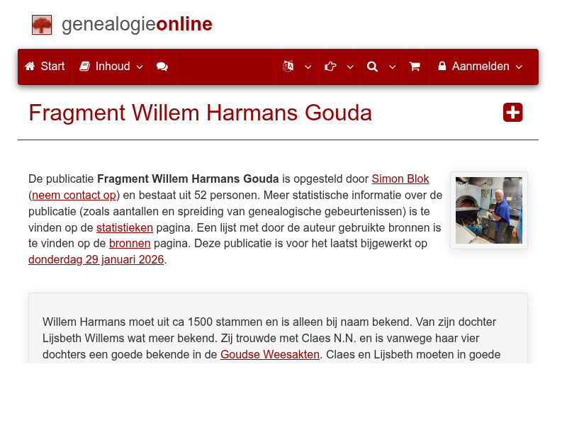 Screenshot van website