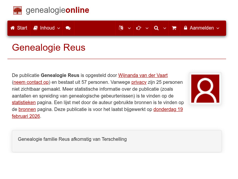 Screenshot van website