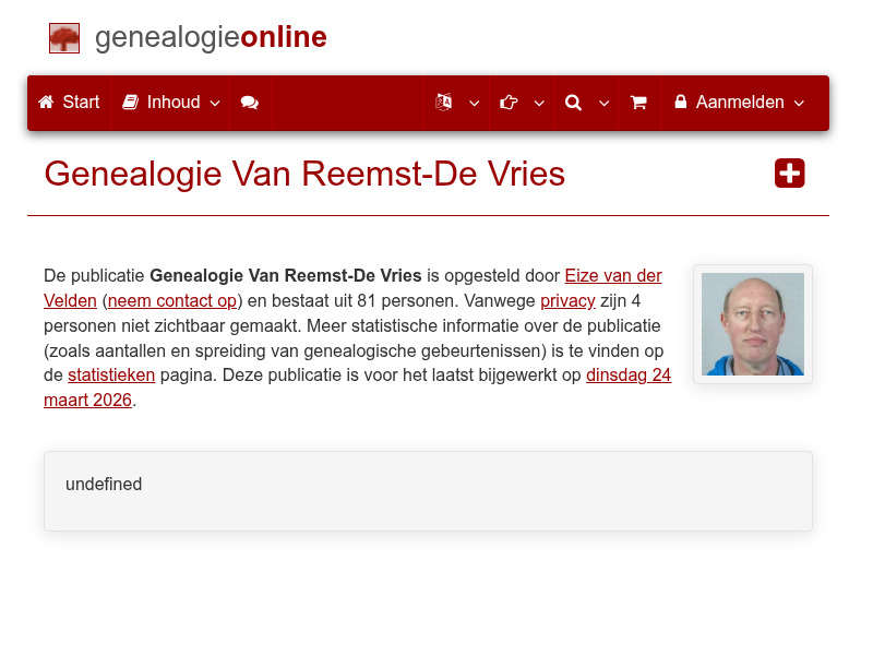 Screenshot van website