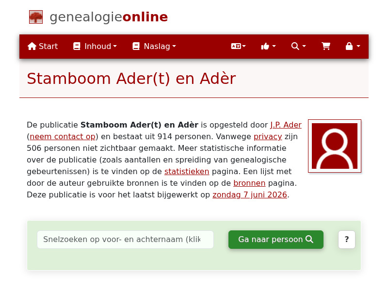 Screenshot van website
