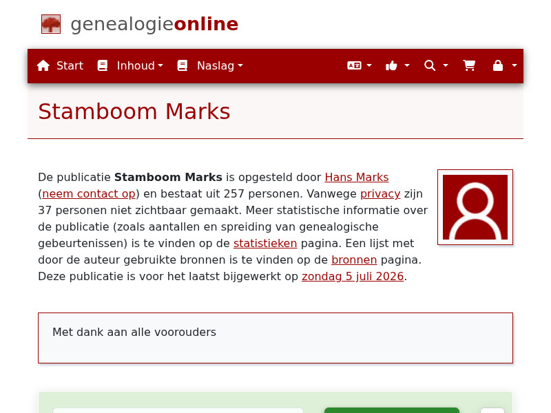 Screenshot van website
