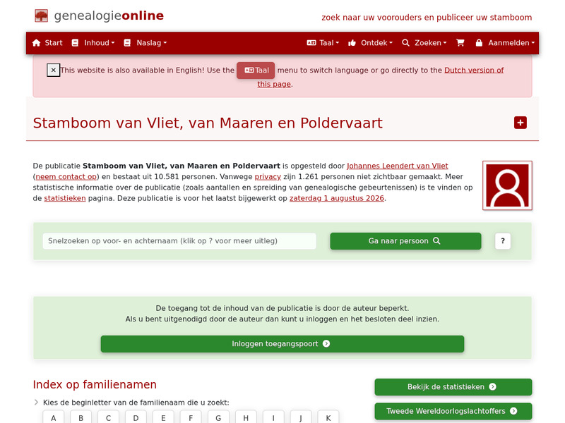 Screenshot van website