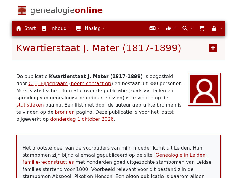 Screenshot van website