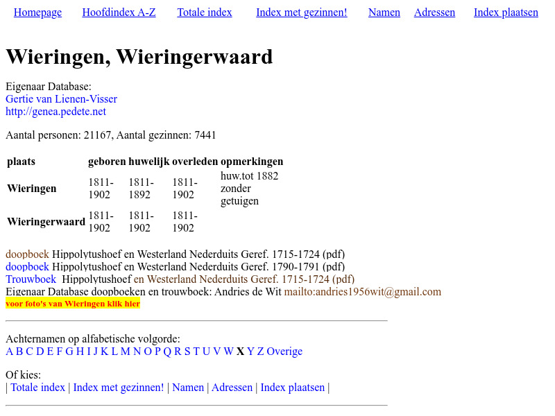 Screenshot van website