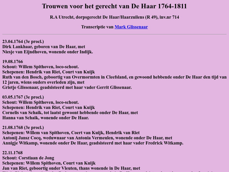 Screenshot van website
