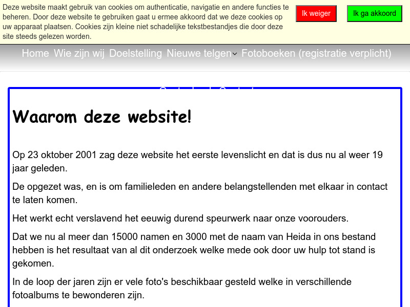 Screenshot van website