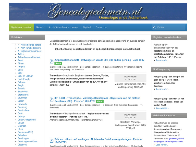 Screenshot van website