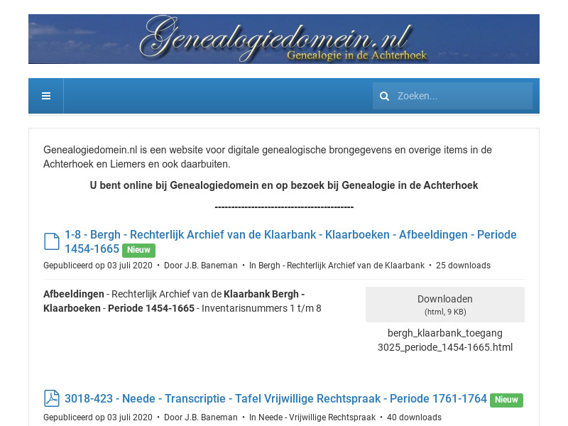 Screenshot van website