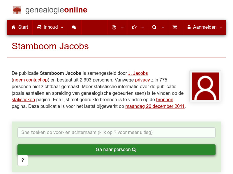 Screenshot van website