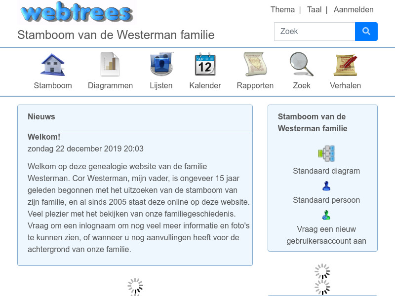 Screenshot van website