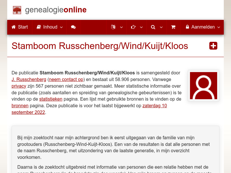 Screenshot van website